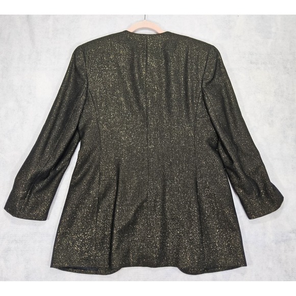 Vtg Oversized Blazer Womens 10 Boyfriend Jones New York Wool Gold Metallic - Picture 4 of 9